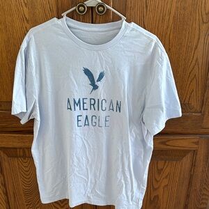 American Eagle Outfitters White Tee with Blue Logo